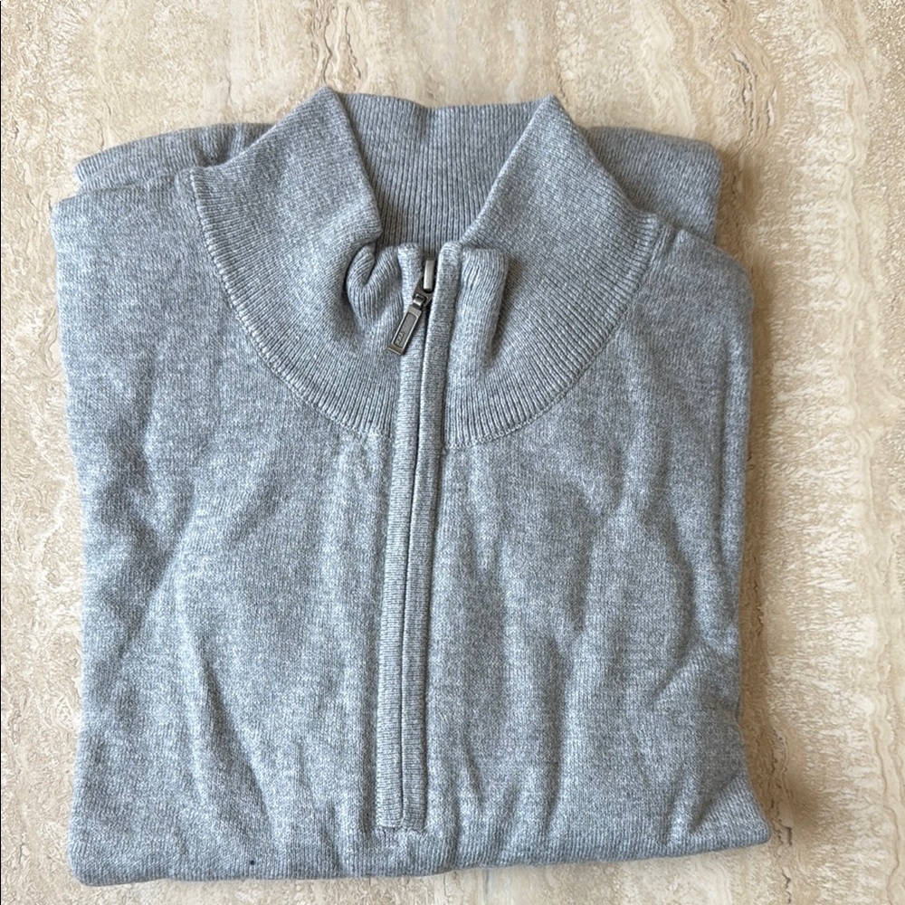 L.L. Bean Gray Zip Up Sweater Soft Knit Heather
